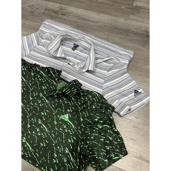 ADIDAS Lot of 2 Golf Polos Climalite Men's Short Sleeve Shirt Blue/Green Size M - Picture 2 of 7